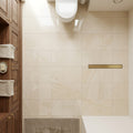 Crema Marfil Marble Tile 16x24 Polished 3/4 inch — Bathroom floor