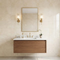 Crema Marfil Marble Tile 16x24 Polished 3/4 inch — Bathroom vanity wall