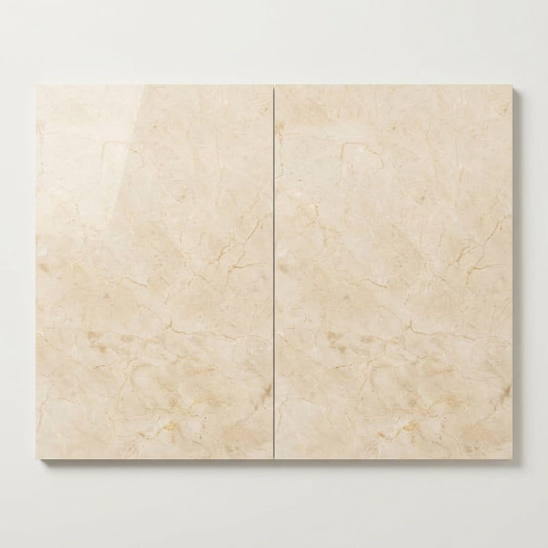 Crema Marfil Marble Tile 16x24 Polished 3/4 inch close-up