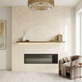 Crema Marfil Marble Tile 16x24 Polished 3/4 inch — Living Room fireplace surround