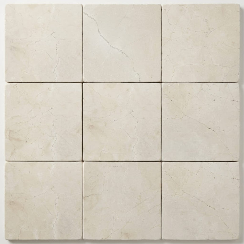 Crema Marfil Select 12x12 Tumbled Marble Tile close-up