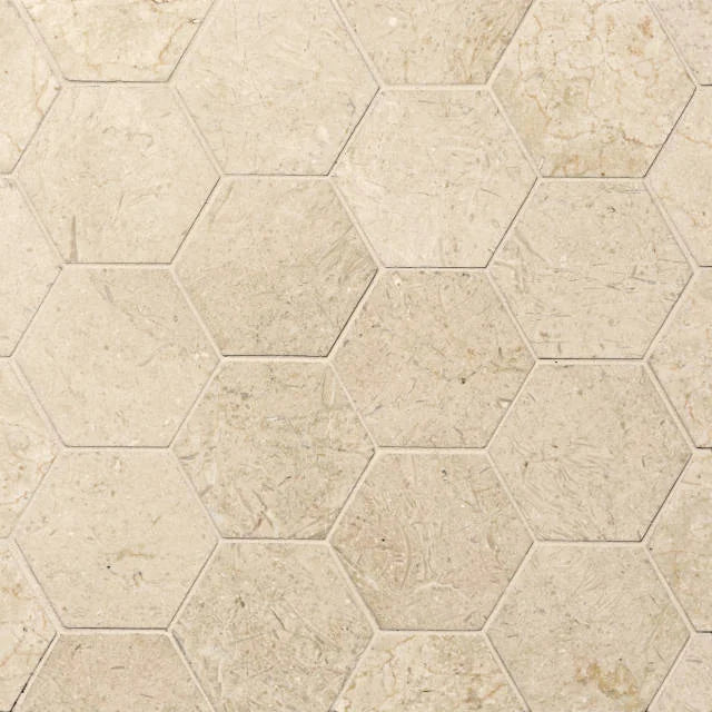 Crema Marfil Select 3in Hexagon Honed Marble Mosaic