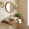 Crema Marfil Select 3x12 Honed Marble Tile — Bathroom wall