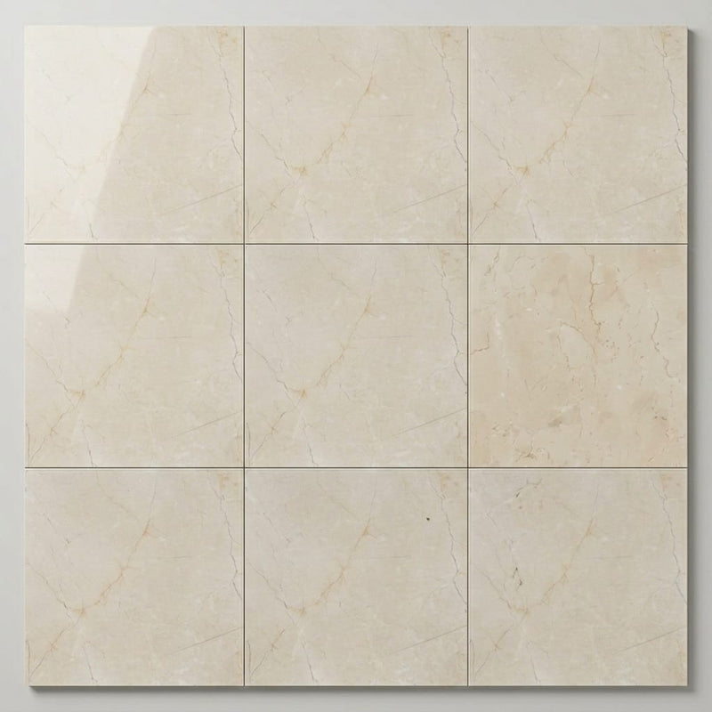 Crema Marfil Select Marble Tile 12x12 Polished close-up