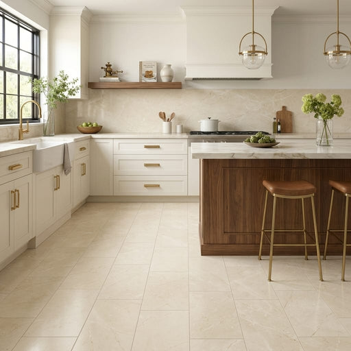 Crema Marfil Select Marble Tile 12x24 Honed — Kitchen floor