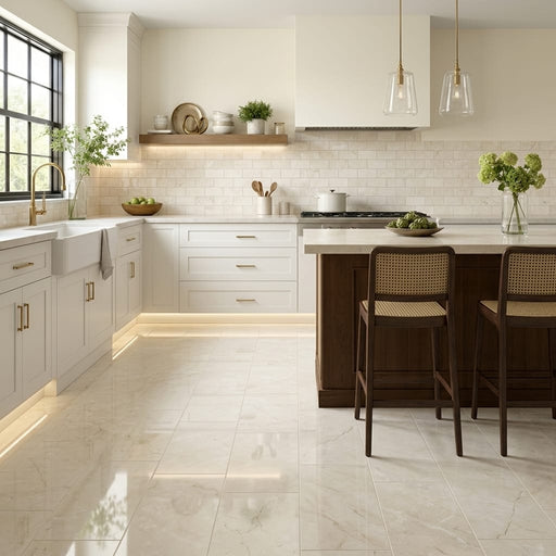 Crema Marfil Select Marble Tile 12x24 Polished — Kitchen floor