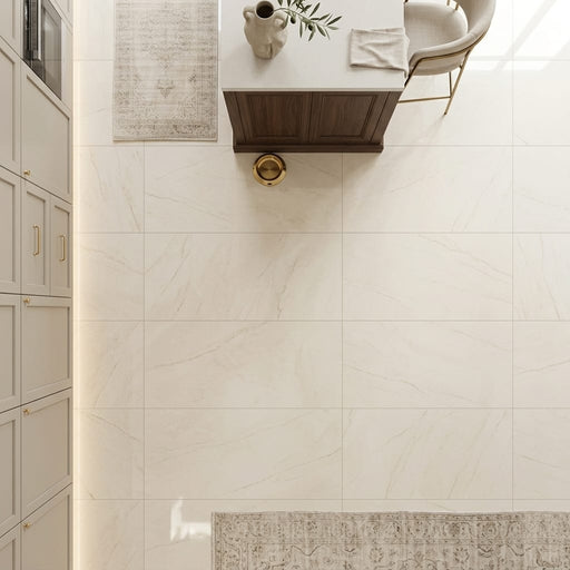 Crema Marfil Select Marble Tile 16x24 Polished 3/4 inch — Kitchen floor