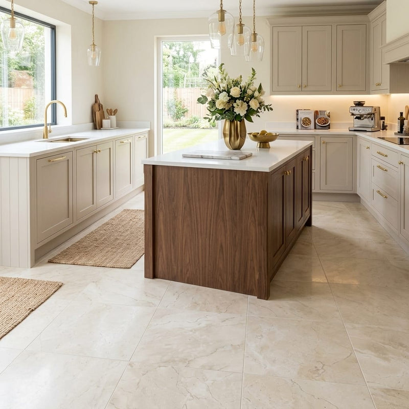 Crema Marfil Select Marble Tile 18x18 Honed — Kitchen floor