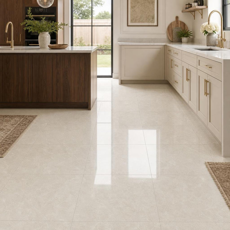 Crema Marfil Select Marble Tile 18x18 Polished — Kitchen floor