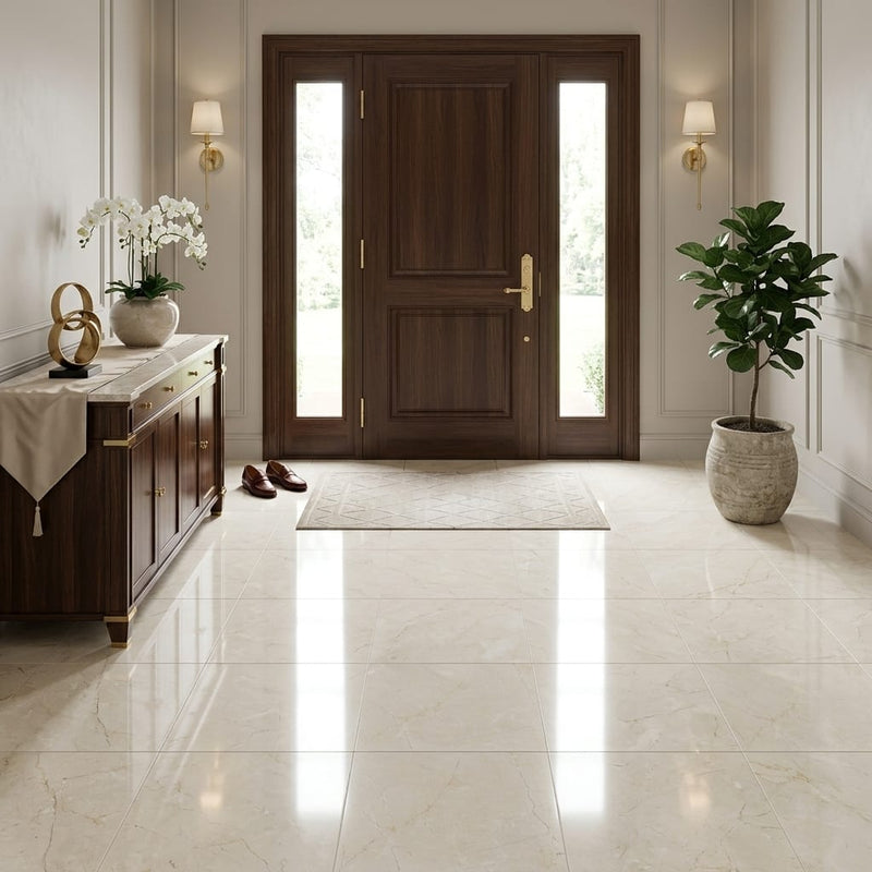 Crema Marfil Select Marble Tile 18x18 Polished — Foyer floor