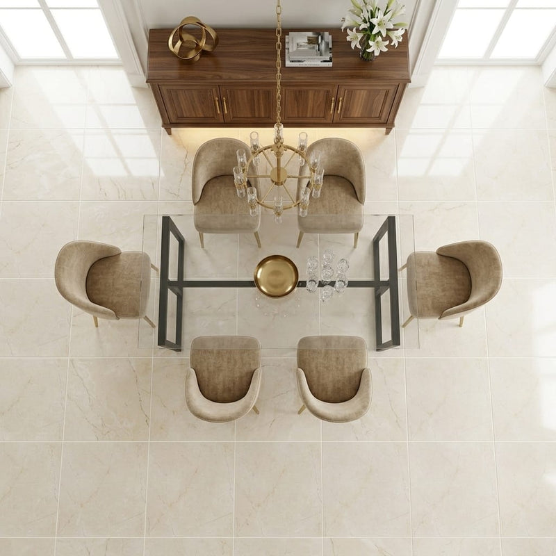 Crema Marfil Select Marble Tile 24x24 Polished — Dining Room floor