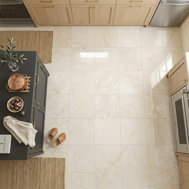 Crema Marfil Select Marble Tile 24x24 Polished — Kitchen floor