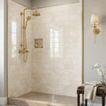 Crema Marfil Select Marble Tile 3x6 Polished — Bathroom shower wall edge