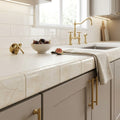 Crema Marfil Select Marble Tile 3x6 Polished — Kitchen countertop edge