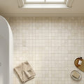 Crema Marfil (Spanish) Marble 1x1 Cream Honed Mosaic — Bathroom floor