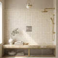 Crema Marfil (Spanish) Marble 1x1 Cream Honed Mosaic — Bathroom shower floor