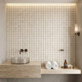 Crema Marfil (Spanish) Marble 1x1 Cream Tumbled Mosaic — Spa spa interior