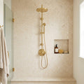 Crema Marfil (Spanish) Marble 1x2 Cream Honed Herringbone Mosaic — Bathroom shower wall