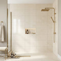 Crema Marfil (Spanish) Marble 12x24 Cream Honed Tile — Bathroom shower wall