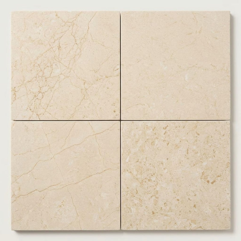 Crema Marfil (Spanish) Marble 18x18 Cream Honed Tile close-up