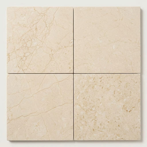 Crema Marfil (Spanish) Marble 18x18 Cream Honed Tile close-up