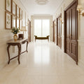Crema Marfil (Spanish) Marble 18x18 Cream Honed Tile — Hallway floor