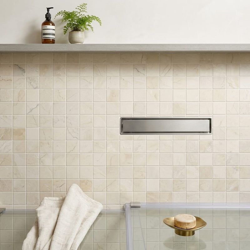 Crema Marfil (Spanish) Marble 2x2 Cream Honed Mosaic — Bathroom shower floor