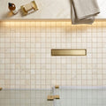 Crema Marfil (Spanish) Marble 2x2 Cream Tumbled Mosaic — Bathroom shower floor