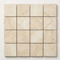 Crema Marfil (Spanish) Marble 2x2 Cream Tumbled Mosaic close-up