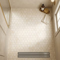Crema Marfil (Spanish) Marble 3x3 Cream Honed Hexagon Mosaic — Bathroom shower floor