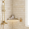 Crema Marfil (Spanish) Marble 3x6 Cream Honed Tile — Bathroom shower wall