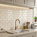 Crema Marfil (Spanish) Marble 3x6 Cream Honed Tile — Kitchen backsplash