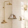 Crema Marfil (Spanish) Marble 3x6 Cream Honed Tile — Bathroom shower wall