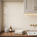 Crema Marfil (Spanish) Marble 3x6 Cream Honed Tile — Laundry Room backsplash