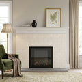 Crema Marfil (Spanish) Marble 3x6 Cream Honed Tile — Living Room fireplace surround