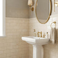 Crema Marfil (Spanish) Marble 3x6 Cream Honed Tile — Powder Room wainscot