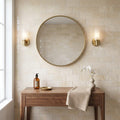 Crema Marfil (Spanish) Marble 3x6 Cream Tumbled Tile — Bathroom wall