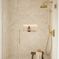 Crema Marfil (Spanish) Marble 4x12 Cream Honed Tile — Bathroom shower wall