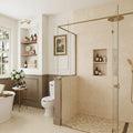 Crema Marfil (Spanish) Marble 4x4 Cream Honed Tile — Bathroom shower wall accent band