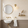 Crema Marfil (Spanish) Marble 4x4 Cream Honed Tile — Powder Room wall