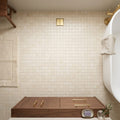 Crema Marfil (Spanish) Marble 5/8x5/8 Cream Honed Mosaic — Bathroom floor