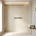 Crema Marfil (Spanish) Marble 5/8x5/8 Cream Honed Mosaic — Bathroom shower floor