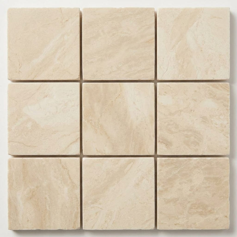 Crema Marfil (Spanish) Marble 5/8x5/8 Cream Honed Mosaic close-up