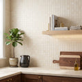 Crema Marfil (Spanish) Marble 5/8x5/8 Cream Honed Mosaic — Kitchen backsplash