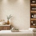 Crema Marfil (Spanish) Marble 5/8x5/8 Cream Honed Mosaic — Spa spa interior