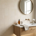 Crema Marfil (Spanish) Marble 6x12 Cream Honed Tile — Bathroom wall