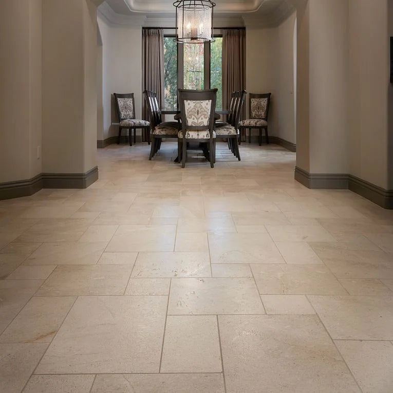 Crema Voscione Brushed Lyon Pattern Marble Tile