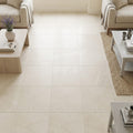 Crema Vossicone 18x18 Honed Limestone Tile — Family Room floor