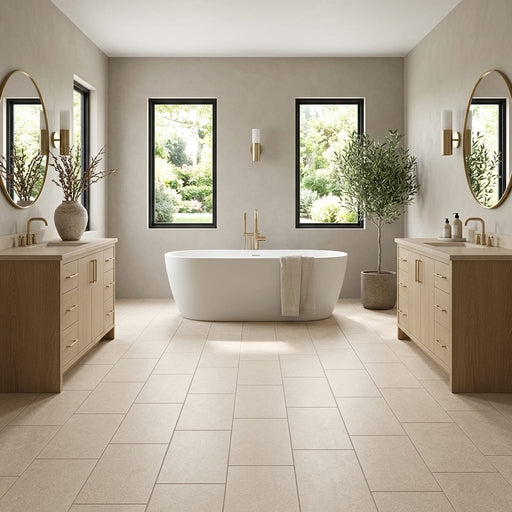 Cristallo Sabbia 12x24 Porcelain Tile — Bathroom floor