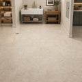 Cross Cut Classico 12x12 Honed Filled Travertine Tile — Basement floor